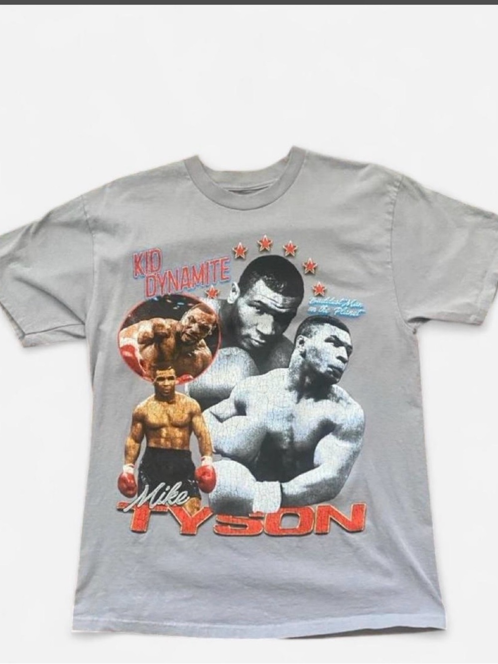 Mike Tyson Graphic Tee - Gray "Kid Dynamite" Boxing Shirt